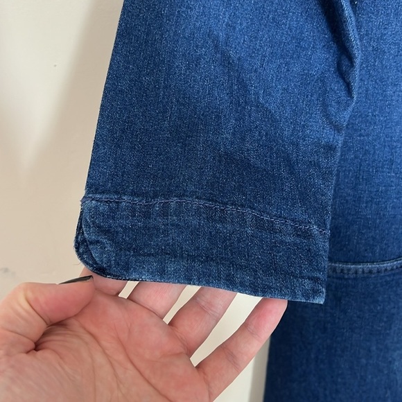 J. Jill Modest Casual Blue Denim Shift Dress with 3/4 Sleeves - Size Small Tall - Picture 4 of 9